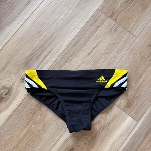 Adidas Black Swim Bottoms with Yellow Stitching